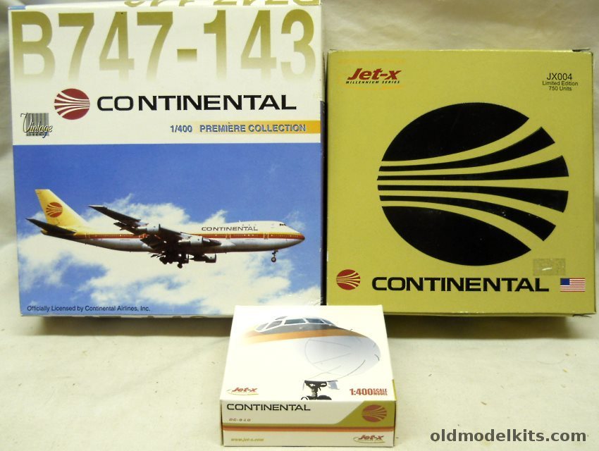 Dragon 1/400 55136 Boeing B747-143 Continental / Jet-X JX004 DC-10-10 Continental / Jet-X DC-9-10 Continental - Die Cast plastic model kit